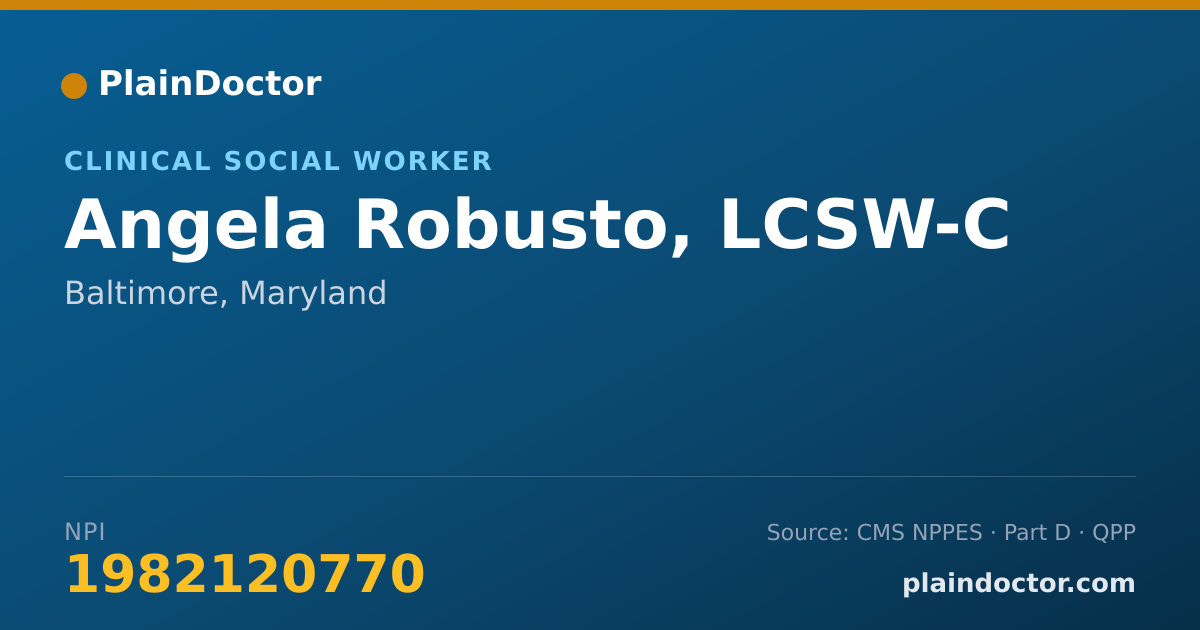 Shareable card for Angela Robusto, LCSW-C - Clinical Social Worker, Baltimore, MD