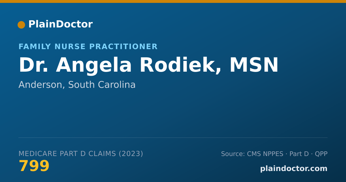 Shareable card for Angela Rodiek, MSN - Family Nurse Practitioner, Anderson, SC