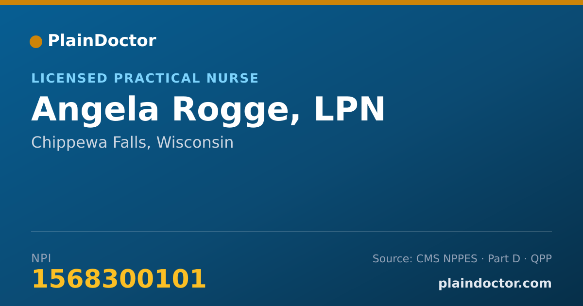 Shareable card for Angela Rogge, LPN - Licensed Practical Nurse, Chippewa Falls, WI