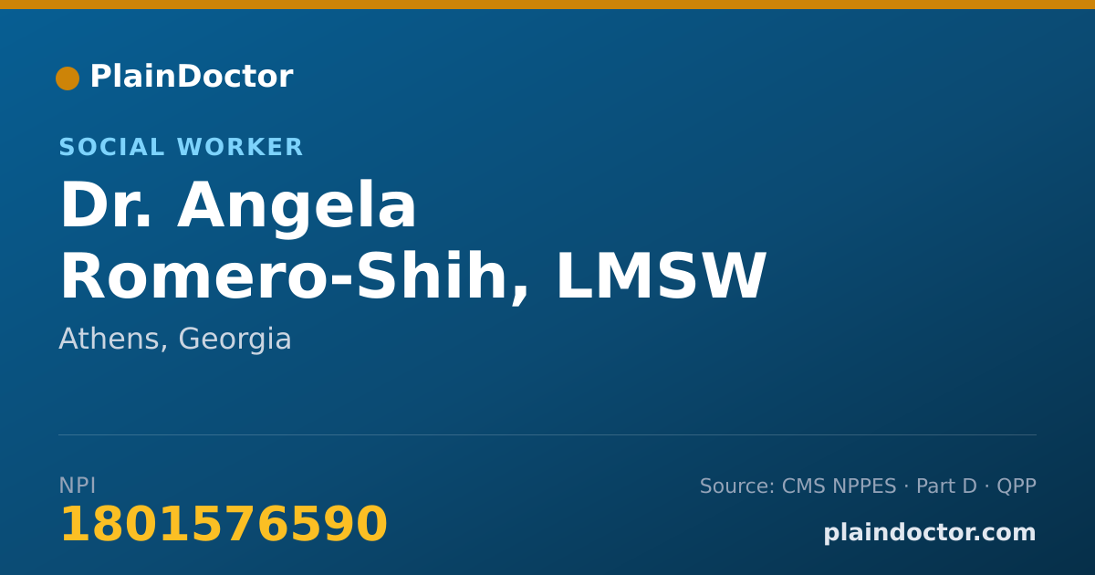 Shareable card for Angela Romero-Shih, LMSW - Social Worker, Athens, GA