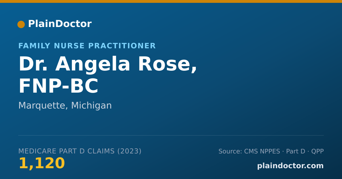 Shareable card for Angela Rose, FNP-BC - Family Nurse Practitioner, Marquette, MI