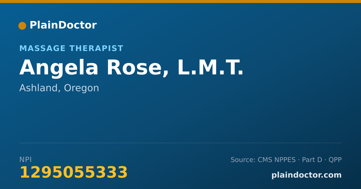 Shareable card for Angela Rose, L.M.T. - Massage Therapist, Ashland, OR