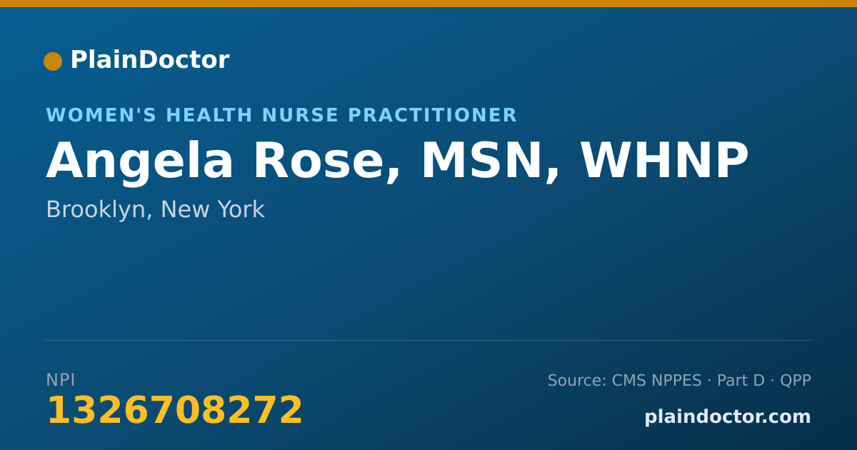Shareable card for Angela Rose, MSN, WHNP - Women's Health Nurse Practitioner, Brooklyn, NY