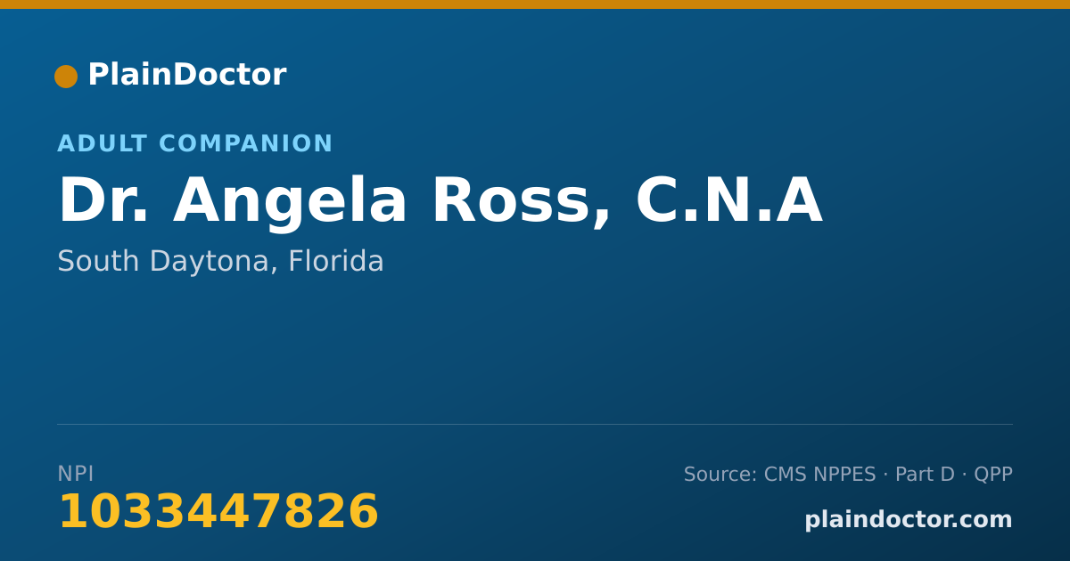 Shareable card for Angela Ross, C.N.A - Adult Companion, South Daytona, FL