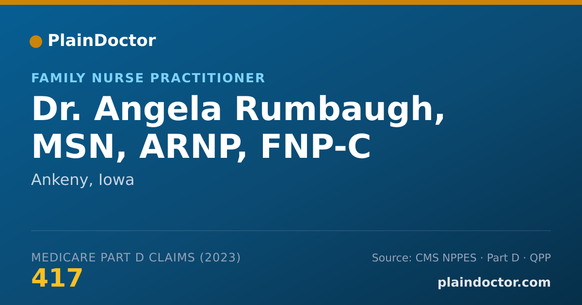 Shareable card for Angela Rumbaugh, MSN, ARNP, FNP-C - Family Nurse Practitioner, Ankeny, IA
