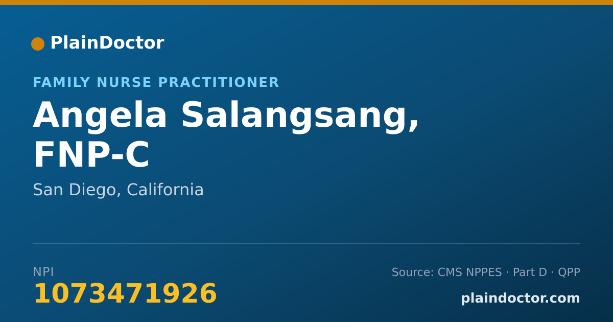 Shareable card for Angela Salangsang, FNP-C - Family Nurse Practitioner, San Diego, CA