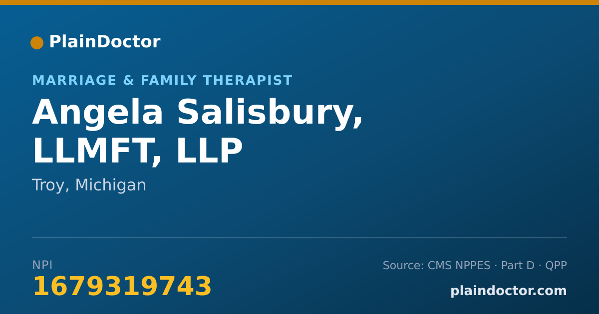 Shareable card for Angela Salisbury, LLMFT, LLP - Marriage & Family Therapist, Troy, MI