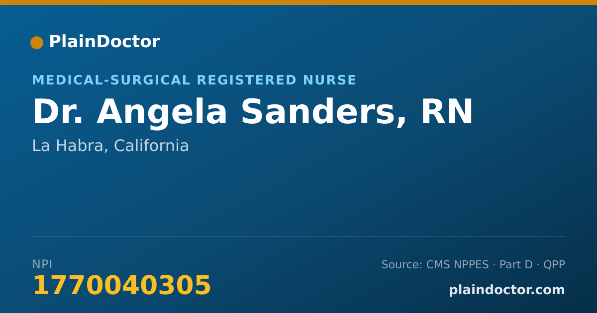 Shareable card for Angela Sanders, RN - Medical-Surgical Registered Nurse, La Habra, CA