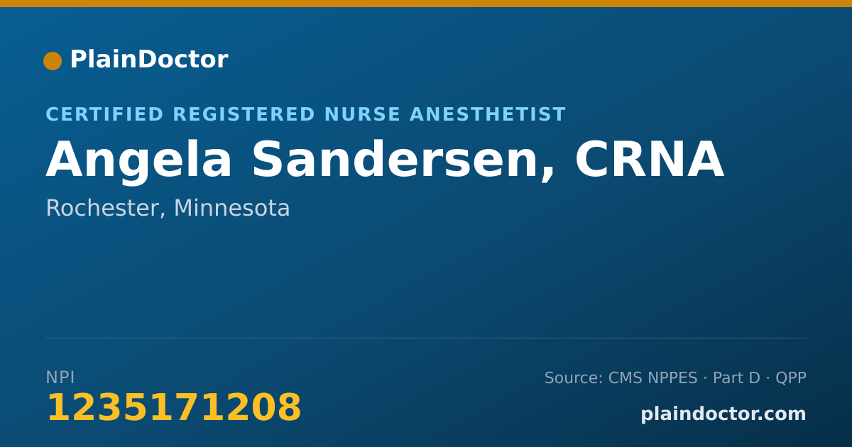 Shareable card for Angela Sandersen, CRNA - Certified Registered Nurse Anesthetist, Rochester, MN