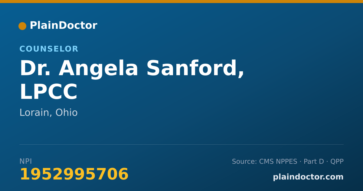 Shareable card for Angela Sanford, LPCC - Counselor, Lorain, OH