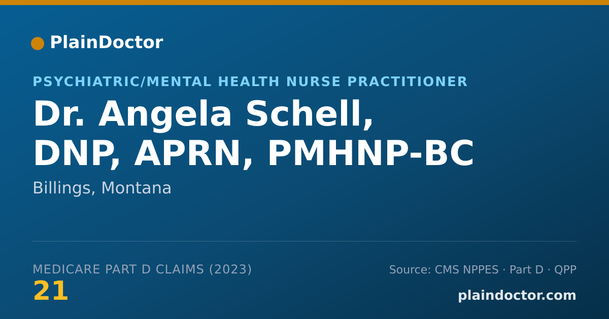 Shareable card for Angela Schell, DNP, APRN, PMHNP-BC - Psychiatric/Mental Health Nurse Practitioner, Billings, MT