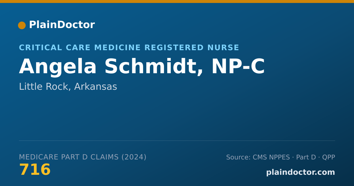 Shareable card for Angela Schmidt, NP-C - Critical Care Medicine Registered Nurse, Little Rock, AR