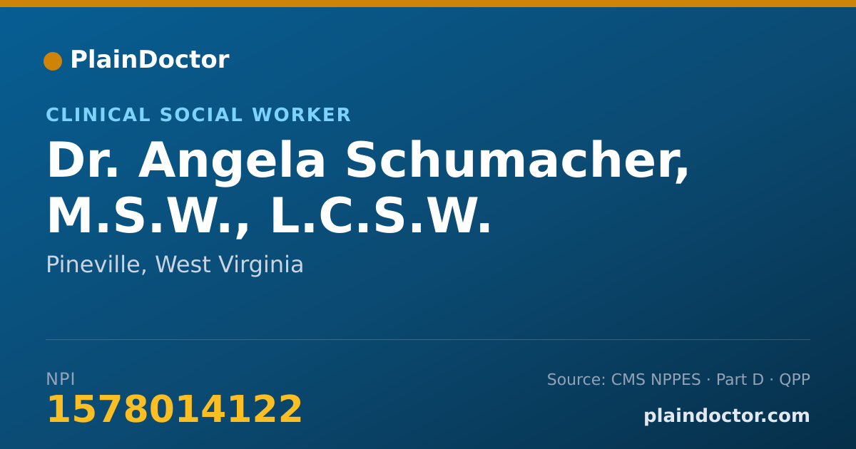 Shareable card for Angela Schumacher, M.S.W., L.C.S.W. - Clinical Social Worker, Pineville, WV