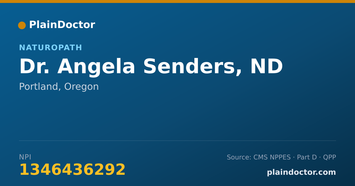 Shareable card for Angela Senders, ND - Naturopath, Portland, OR