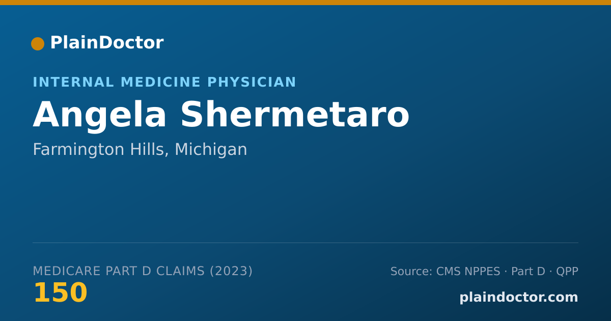 Shareable card for Angela Shermetaro - Internal Medicine Physician, Farmington Hills, MI