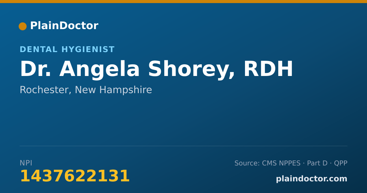 Shareable card for Angela Shorey, RDH - Dental Hygienist, Rochester, NH