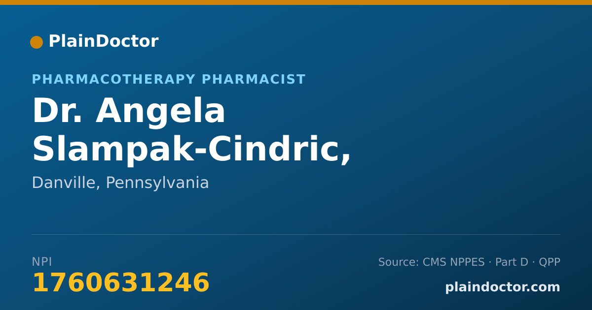 Shareable card for Angela Slampak-Cindric, PHARM.D. - Pharmacotherapy Pharmacist, Danville, PA