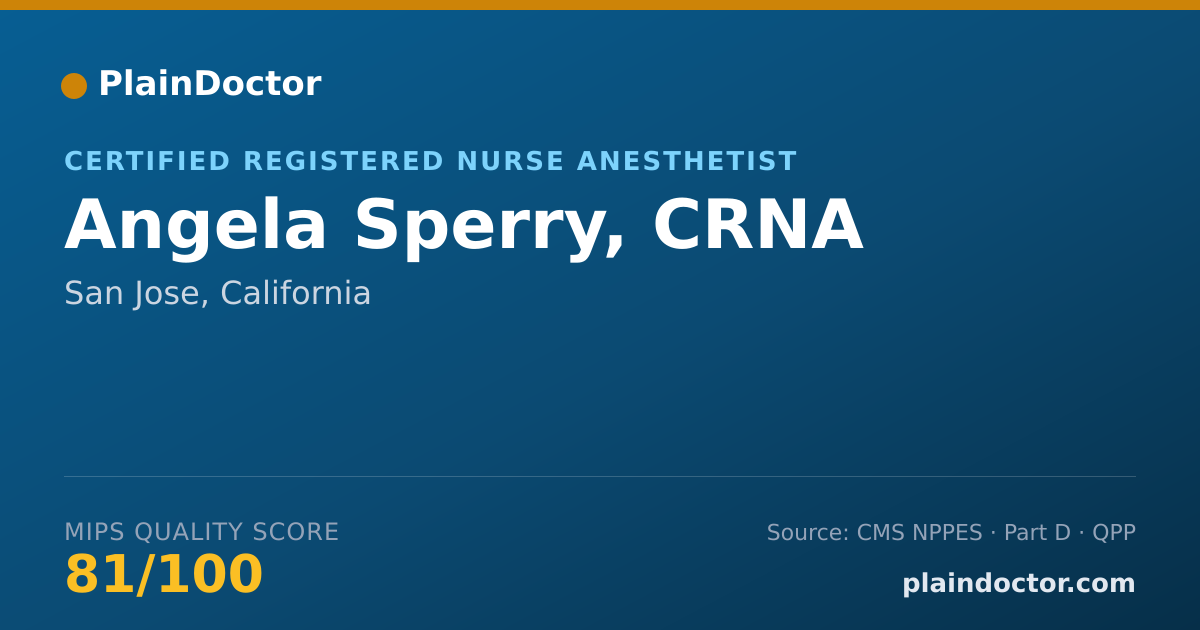 Shareable card for Angela Sperry, CRNA - Certified Registered Nurse Anesthetist, San Jose, CA