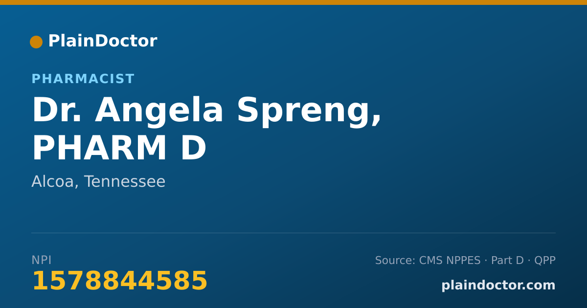 Shareable card for Angela Spreng, PHARM D - Pharmacist, Alcoa, TN