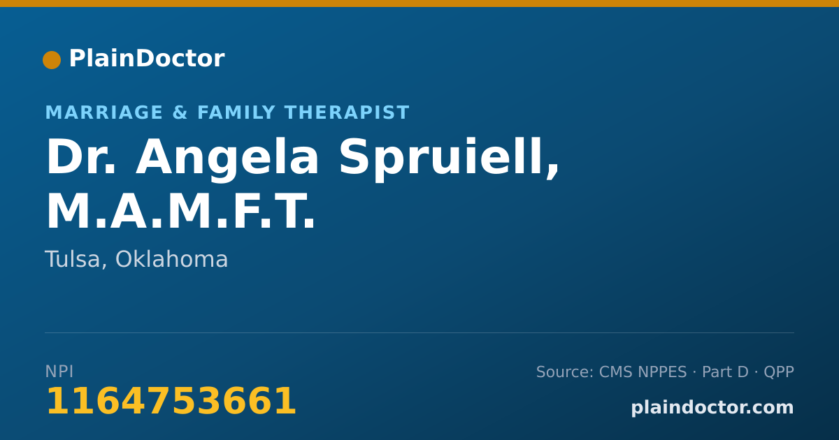 Shareable card for Angela Spruiell, M.A.M.F.T. - Marriage & Family Therapist, Tulsa, OK