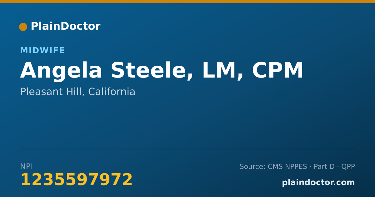 Shareable card for Angela Steele, LM, CPM - Doula, Pleasant Hill, CA