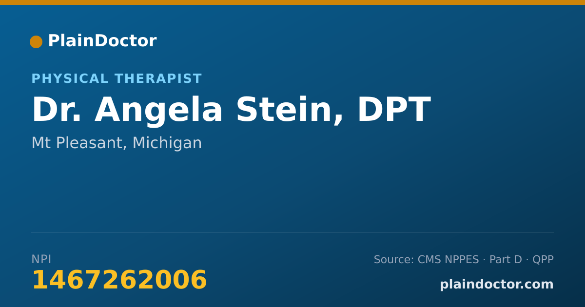Shareable card for Angela Stein, DPT - Physical Therapist, Mt Pleasant, MI