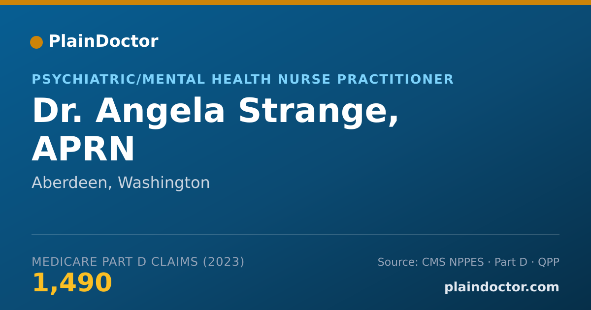 Shareable card for Angela Strange, APRN - Psychiatric/Mental Health Nurse Practitioner, Aberdeen, WA