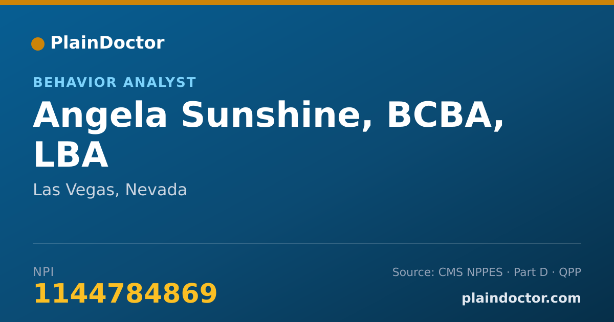 Shareable card for Angela Sunshine, BCBA, LBA - Behavior Analyst, Las Vegas, NV