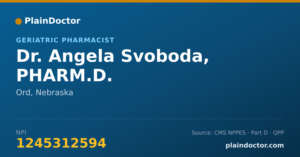 Shareable card for Angela Svoboda, PHARM.D. - Geriatric Pharmacist, Ord, NE