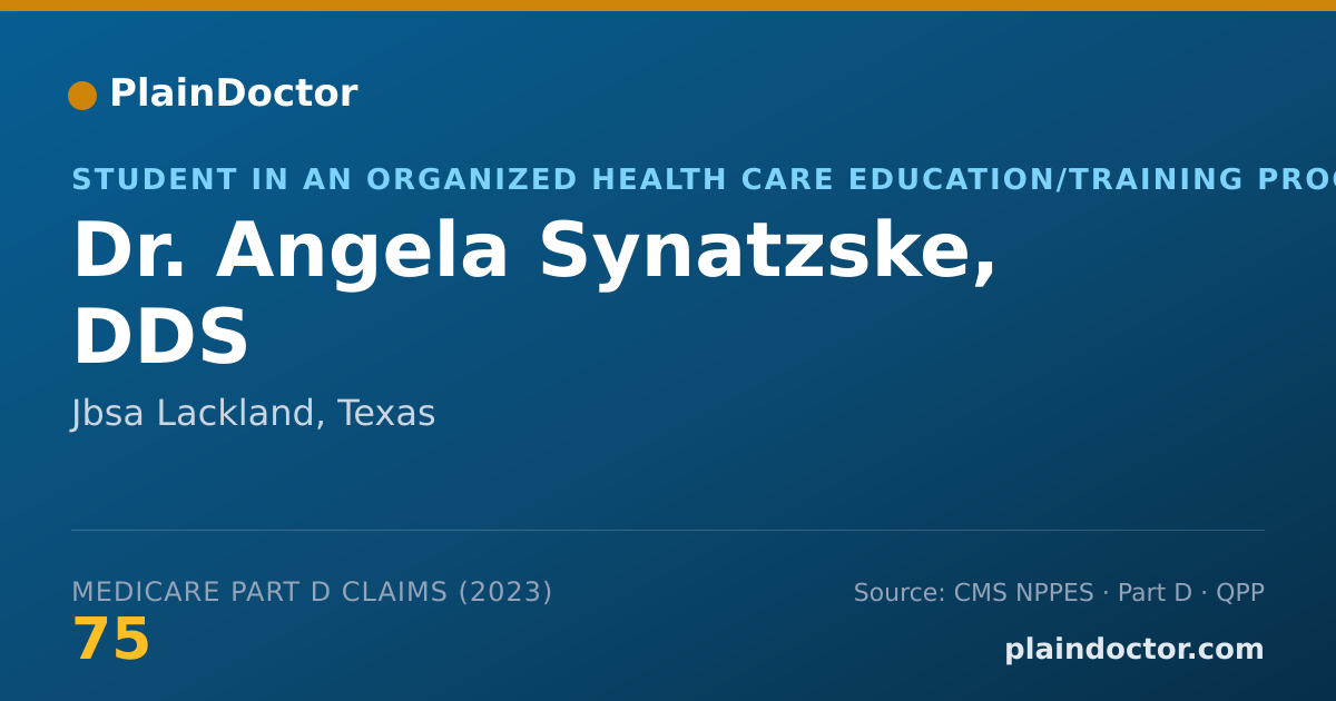 Shareable card for Angela Synatzske, DDS - Student in an Organized Health Care Education/Training Program, Jbsa Lackland, TX