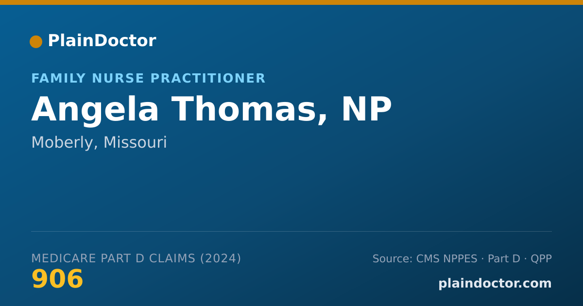 Shareable card for Angela Thomas, NP - Family Nurse Practitioner, Moberly, MO