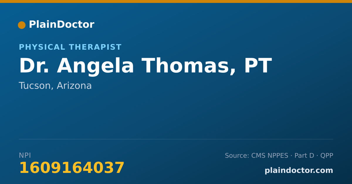 Shareable card for Angela Thomas, PT - Physical Therapist, Tucson, AZ
