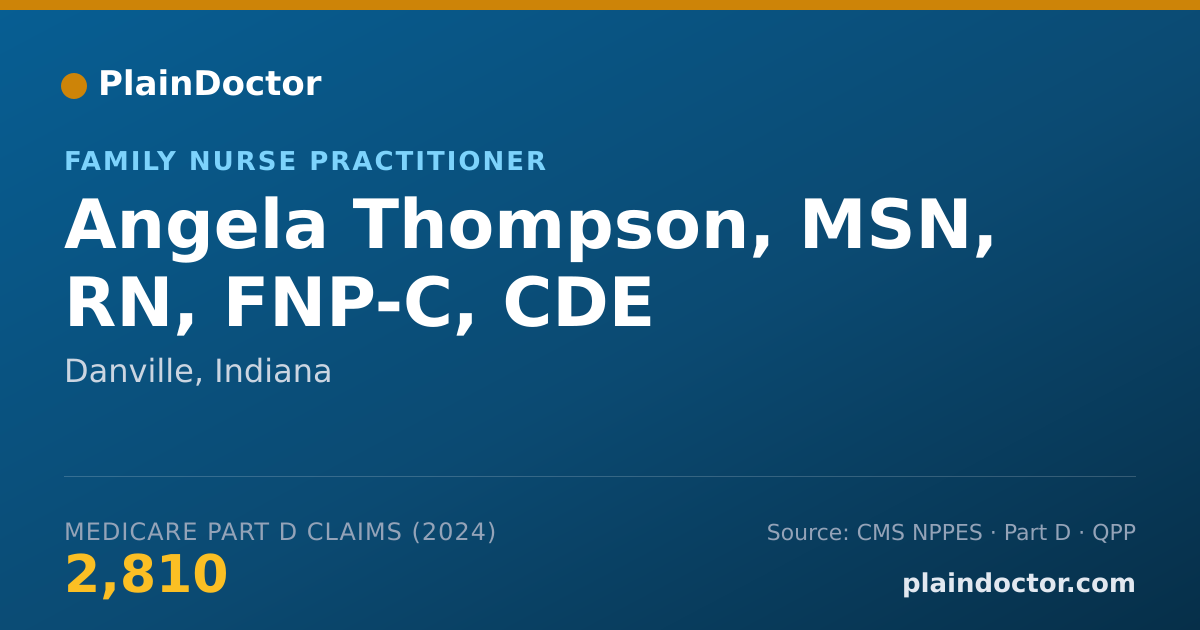 Shareable card for Angela Thompson, MSN, RN, FNP-C, CDE - Family Nurse Practitioner, Danville, IN