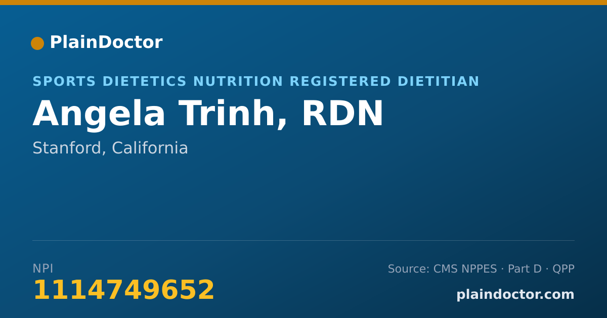 Shareable card for Angela Trinh, RDN - Sports Dietetics Nutrition Registered Dietitian, Stanford, CA