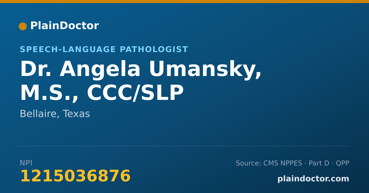 Shareable card for Angela Umansky, M.S., CCC/SLP - Speech-Language Pathologist, Bellaire, TX
