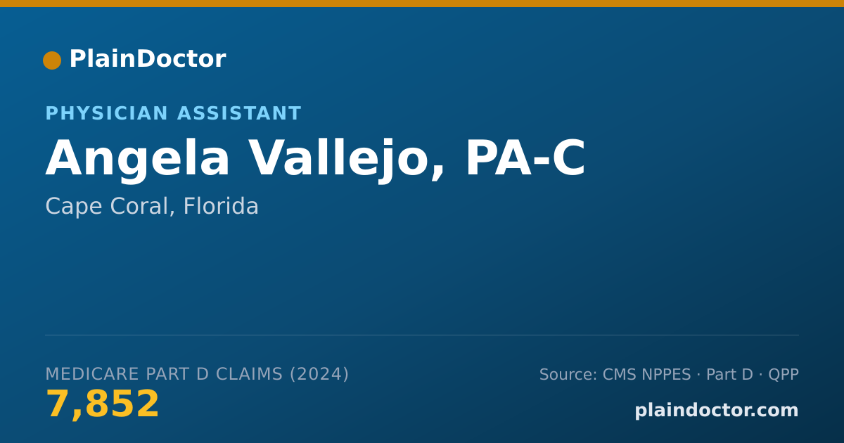 Shareable card for Angela Vallejo, PA-C - Physician Assistant, Cape Coral, FL