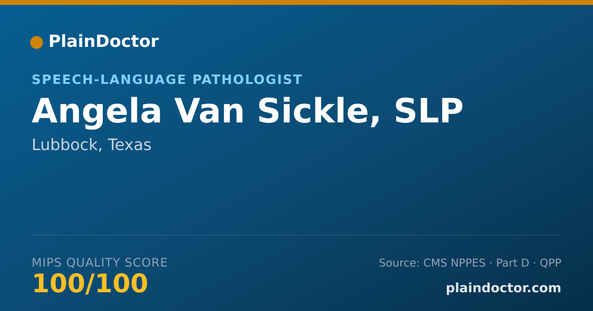 Shareable card for Angela Van Sickle, SLP - Speech-Language Pathologist, Lubbock, TX