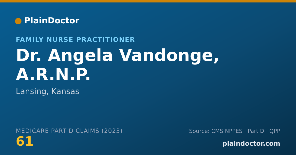 Shareable card for Angela Vandonge, A.R.N.P. - Family Nurse Practitioner, Lansing, KS