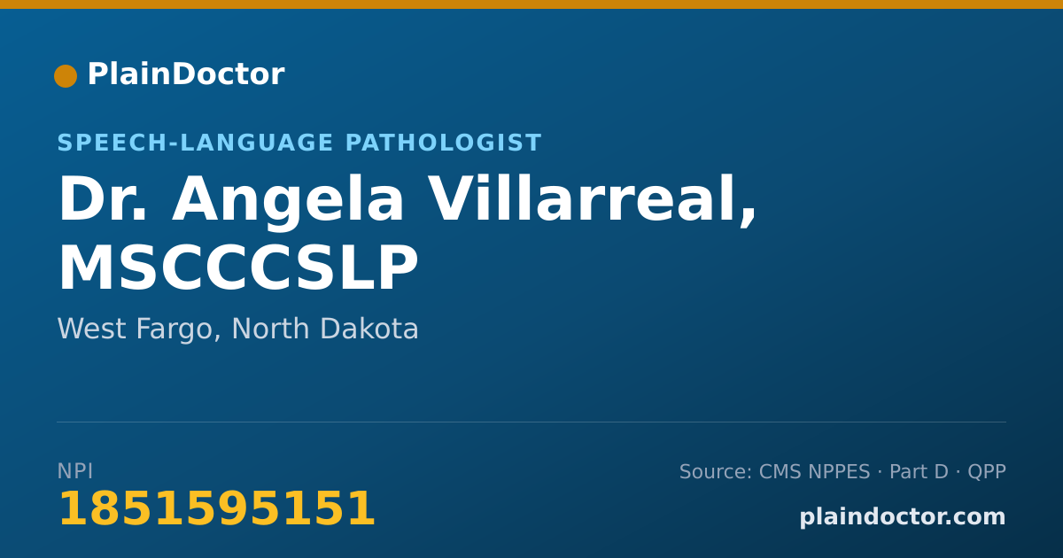 Shareable card for Angela Villarreal, MSCCCSLP - Speech-Language Pathologist, West Fargo, ND
