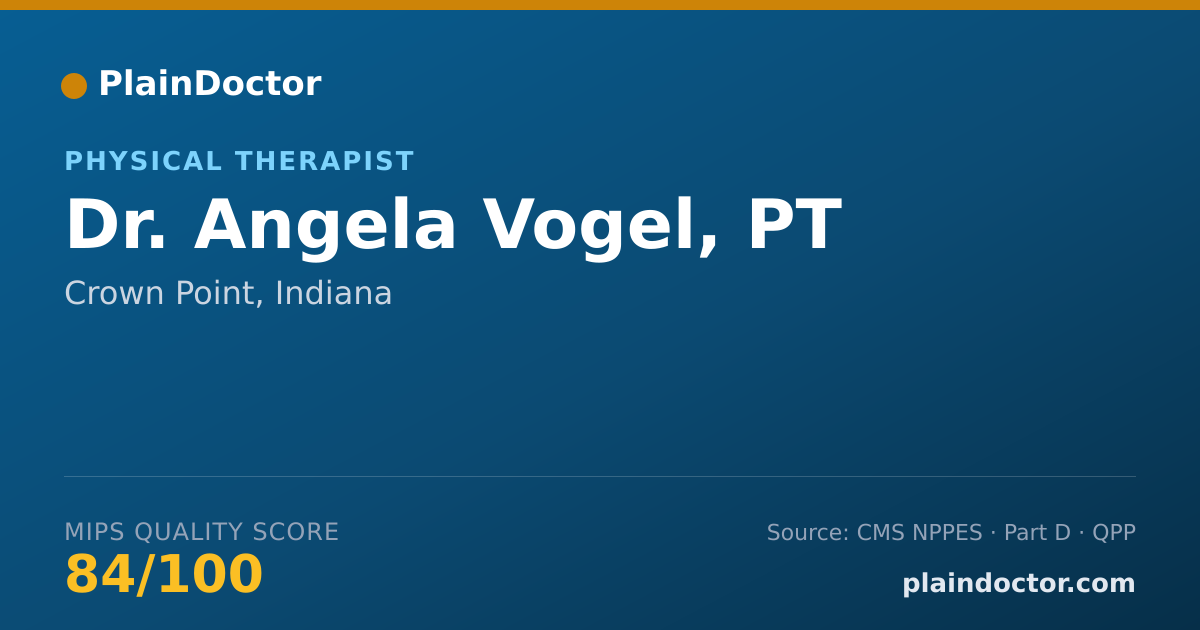 Shareable card for Angela Vogel, PT - Physical Therapist, Crown Point, IN