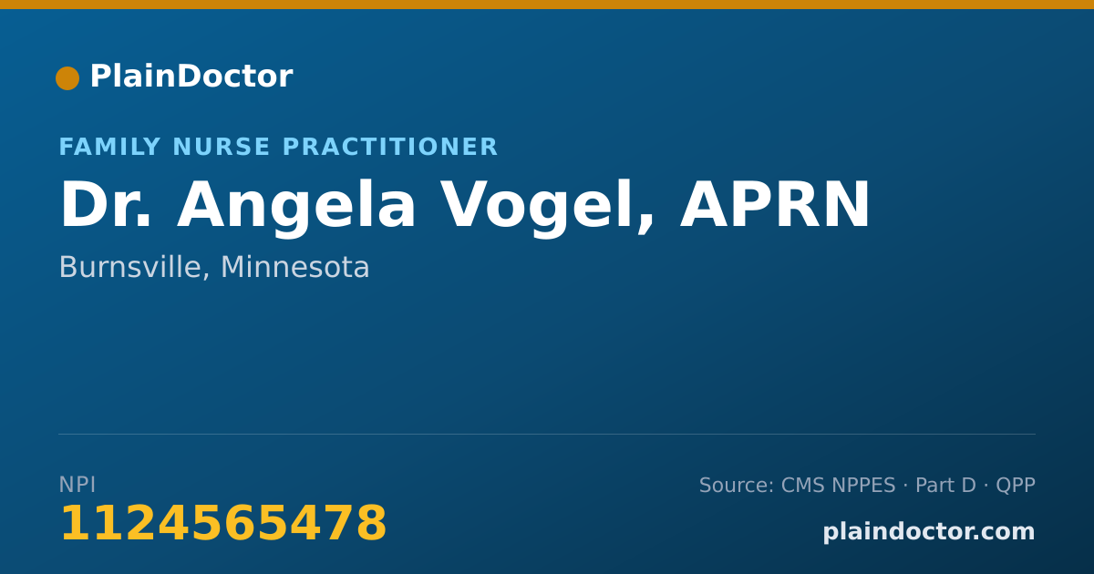Shareable card for Angela Vogel, APRN - Family Nurse Practitioner, Burnsville, MN