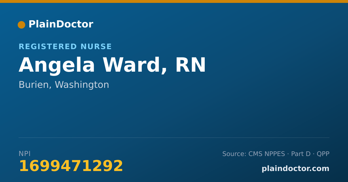 Shareable card for Angela Ward, RN - Adult Psychiatric/Mental Health Registered Nurse, Burien, WA