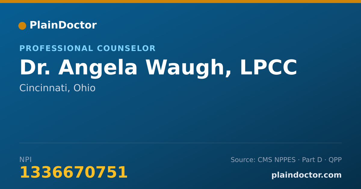 Shareable card for Angela Waugh, LPCC - Professional Counselor, Cincinnati, OH