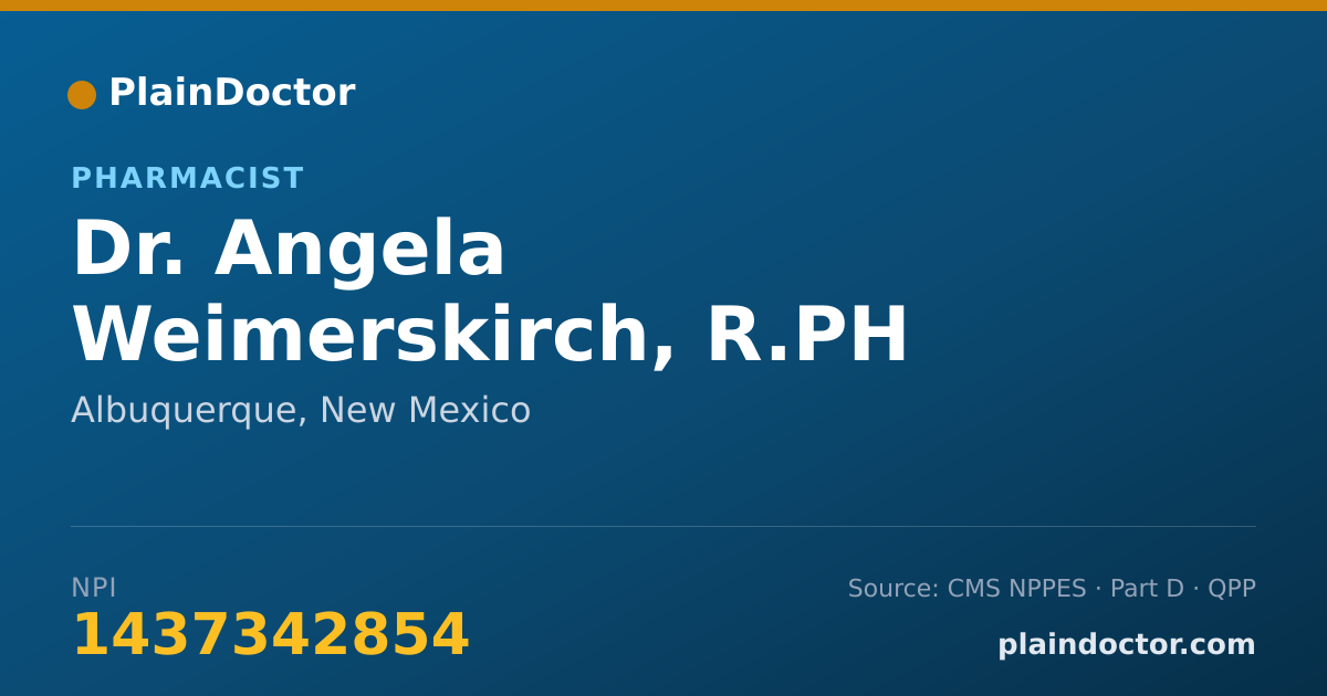 Shareable card for Angela Weimerskirch, R.PH - Pharmacist, Albuquerque, NM