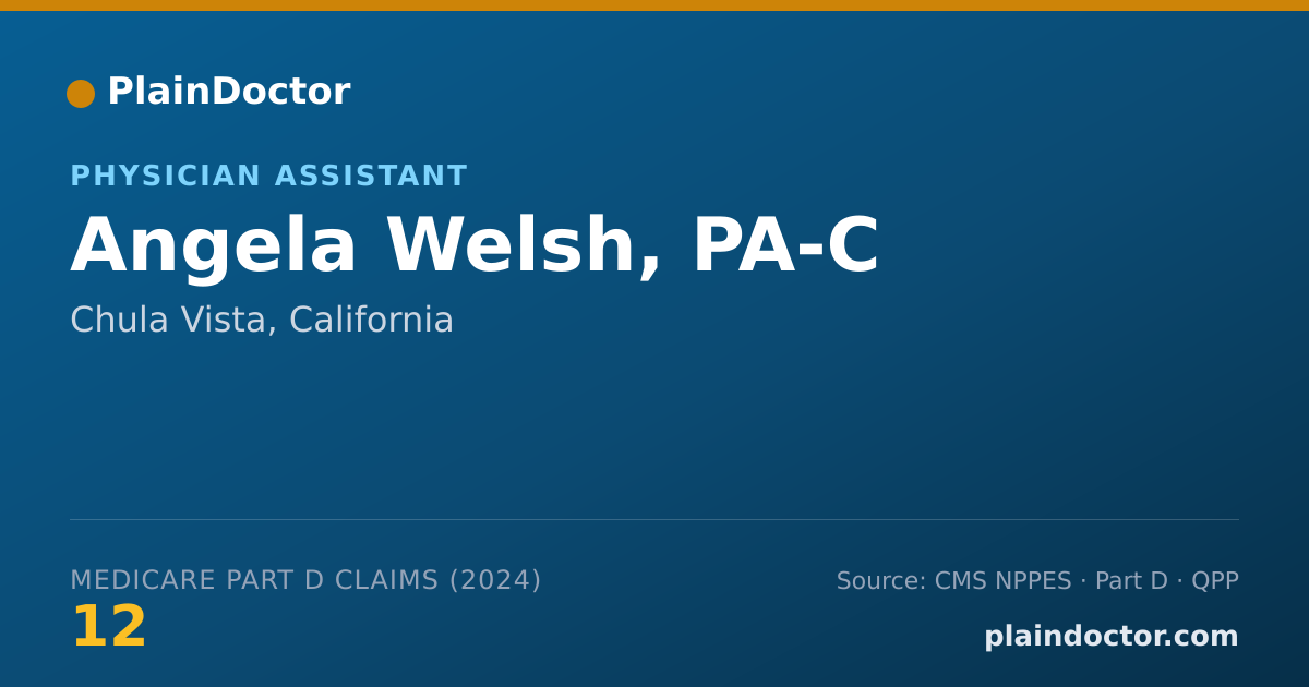 Shareable card for Angela Welsh, PA-C - Physician Assistant, Chula Vista, CA