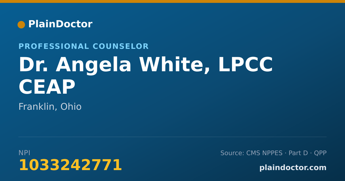 Shareable card for Angela White, LPCC CEAP - Professional Counselor, Franklin, OH