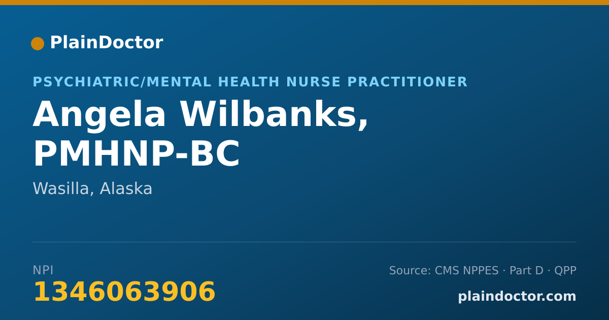 Shareable card for Angela Wilbanks, PMHNP-BC - Psychiatric/Mental Health Nurse Practitioner, Wasilla, AK