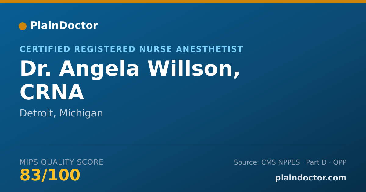 Shareable card for Angela Willson, CRNA - Certified Registered Nurse Anesthetist, Detroit, MI