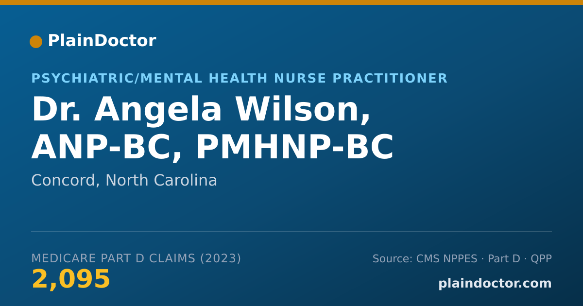 Shareable card for Angela Wilson, ANP-BC,   PMHNP-BC - Psychiatric/Mental Health Nurse Practitioner, Concord, NC
