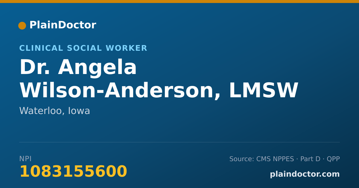 Shareable card for Angela Wilson-Anderson, LMSW - Clinical Social Worker, Waterloo, IA